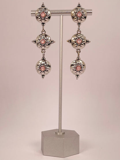 Amaya Peach - Oxidized 3 Layer Peach Floral Earring