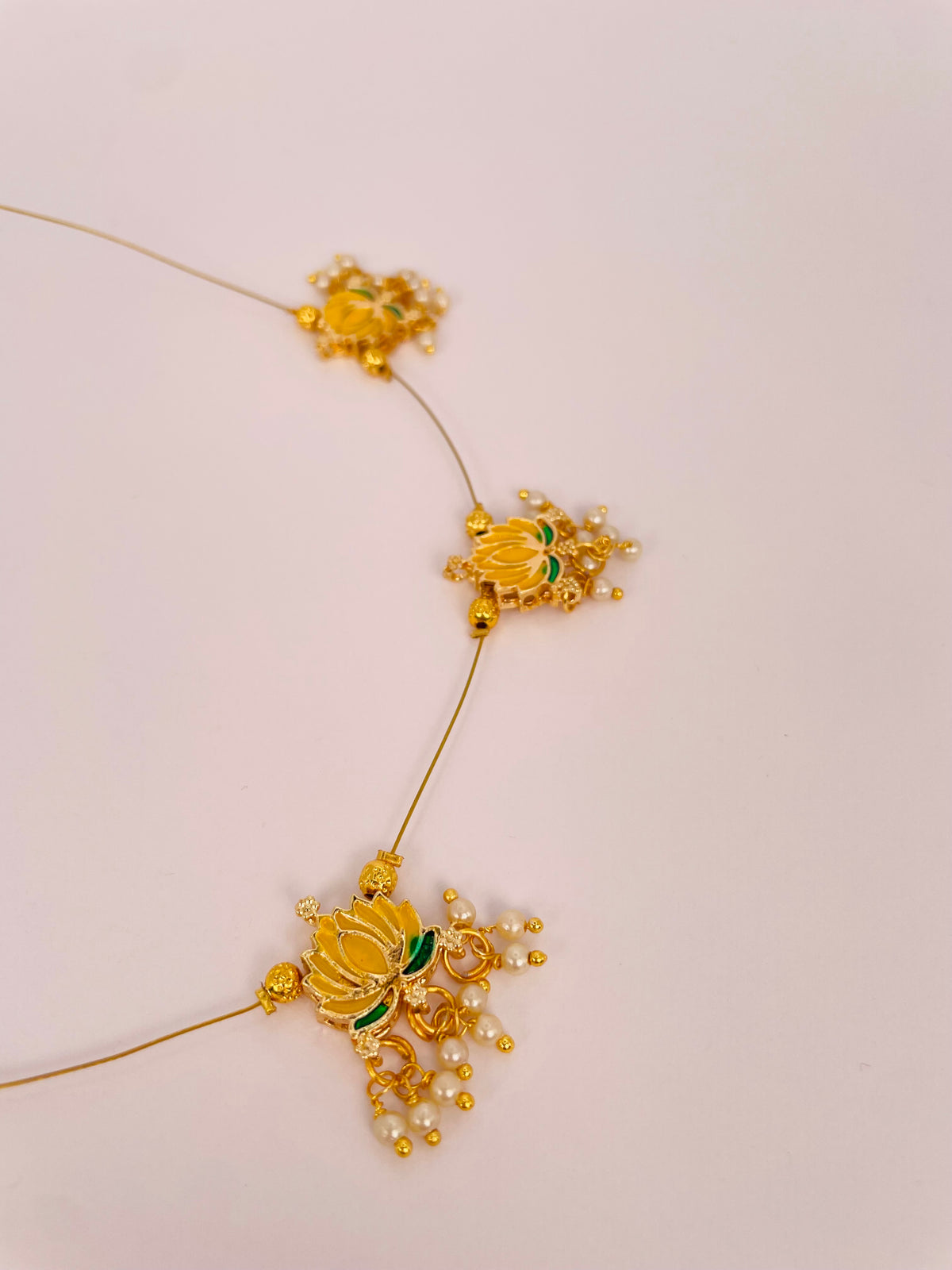Ziya Lotus - Yellow Lotus Invisible Chain Necklace Set – ethnic