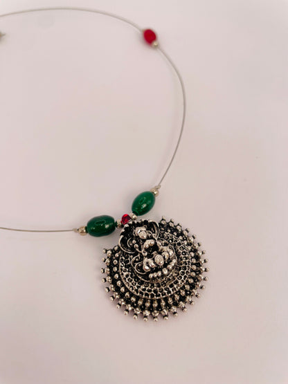 devi-aura-oxidized-goddess-invisible-chain-necklace-set