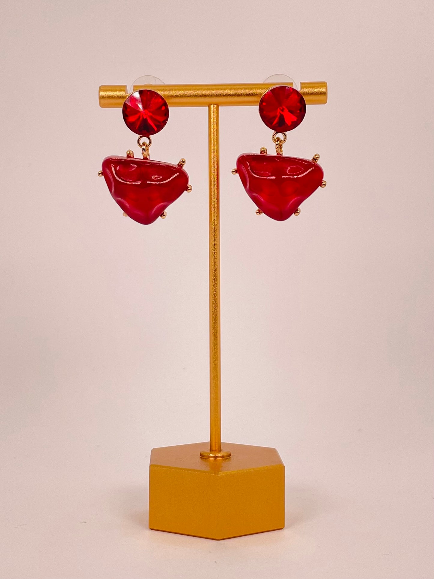 Kaira Ruby - Ruby Stone Triangle Earring