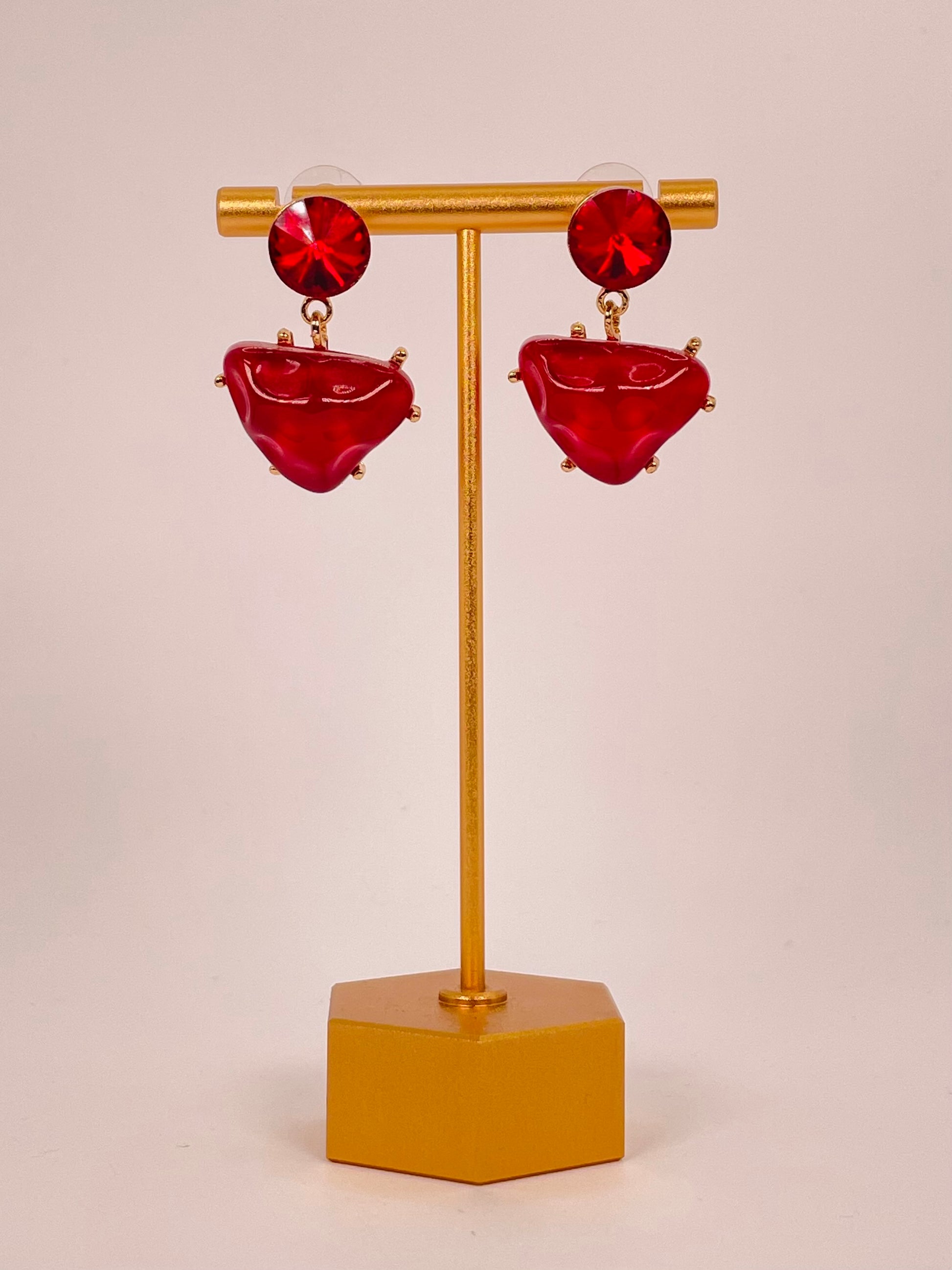 Kaira Ruby - Ruby Stone Triangle Earring