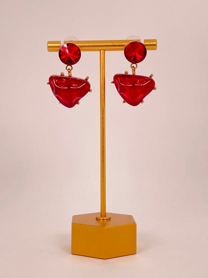 Kaira Ruby - Ruby Stone Triangle Earring