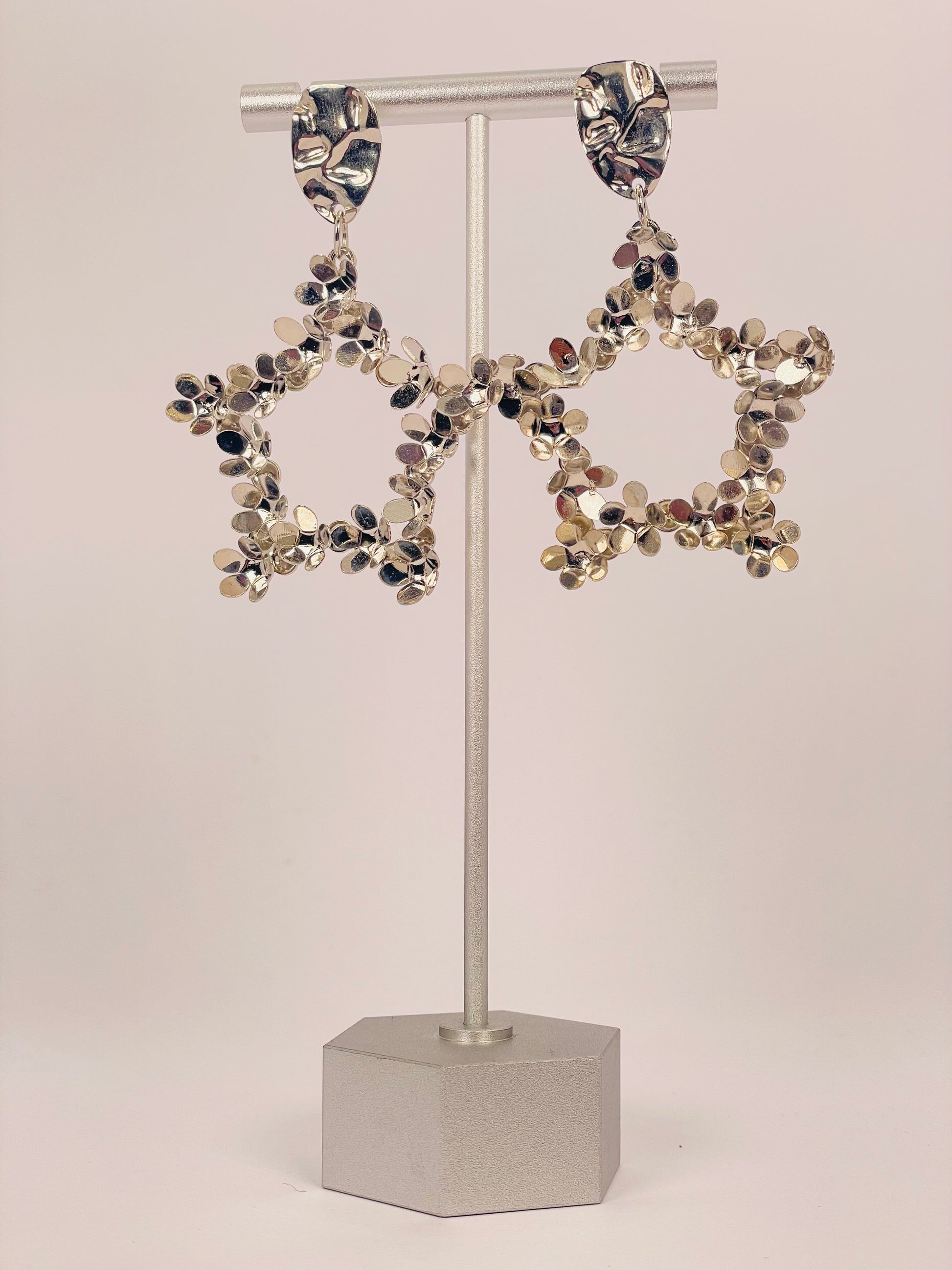 Lyra Bloom - Silver Floral Star Earring