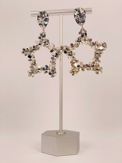 Lyra Bloom - Silver Floral Star Earring