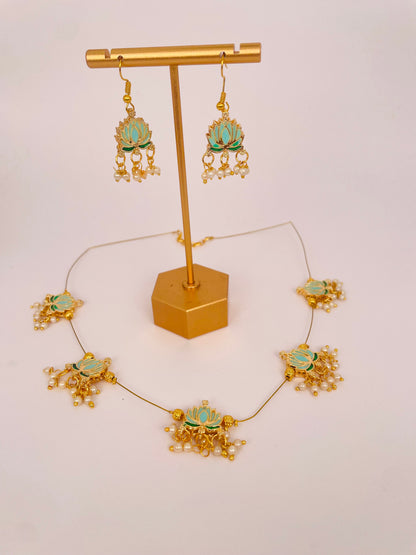nyra-lotus-teal-lotus-invisible-chain-necklace-set