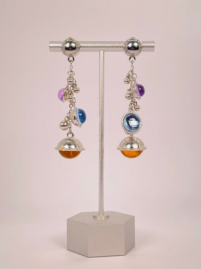 Riva Mist - Lilac-Blue-Orange Ball Silver Earring