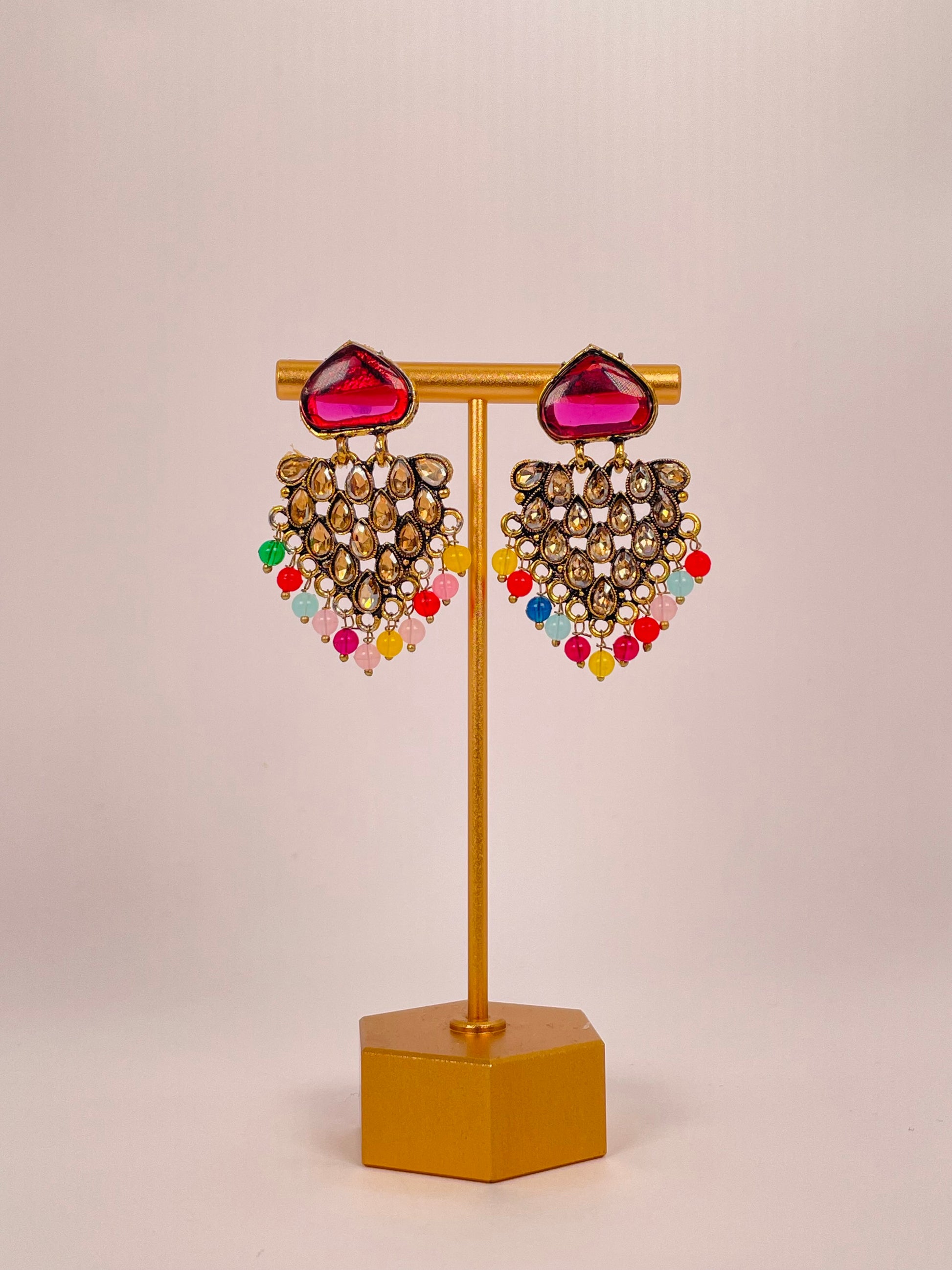 Tia Earth - Multicolor Brown Stone Earring