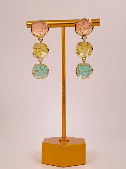 Vanya Aura - Cosmic Painted Peach-Yellow-Green Earring