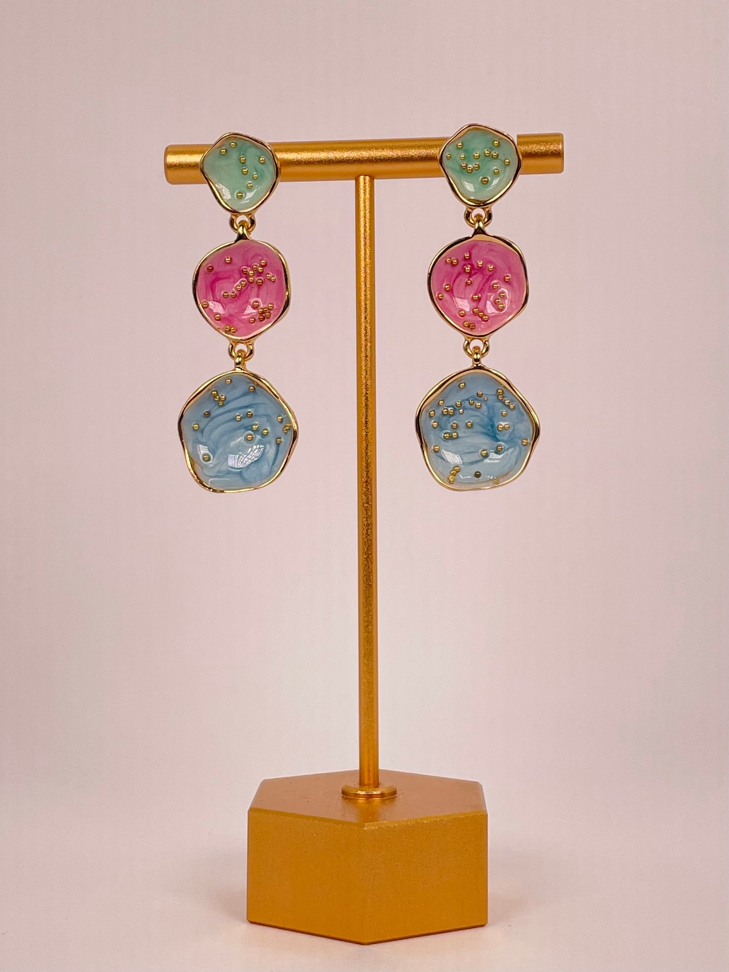 Vanya Cosmic - Cosmic Painted Green-Pink-Blue Earring