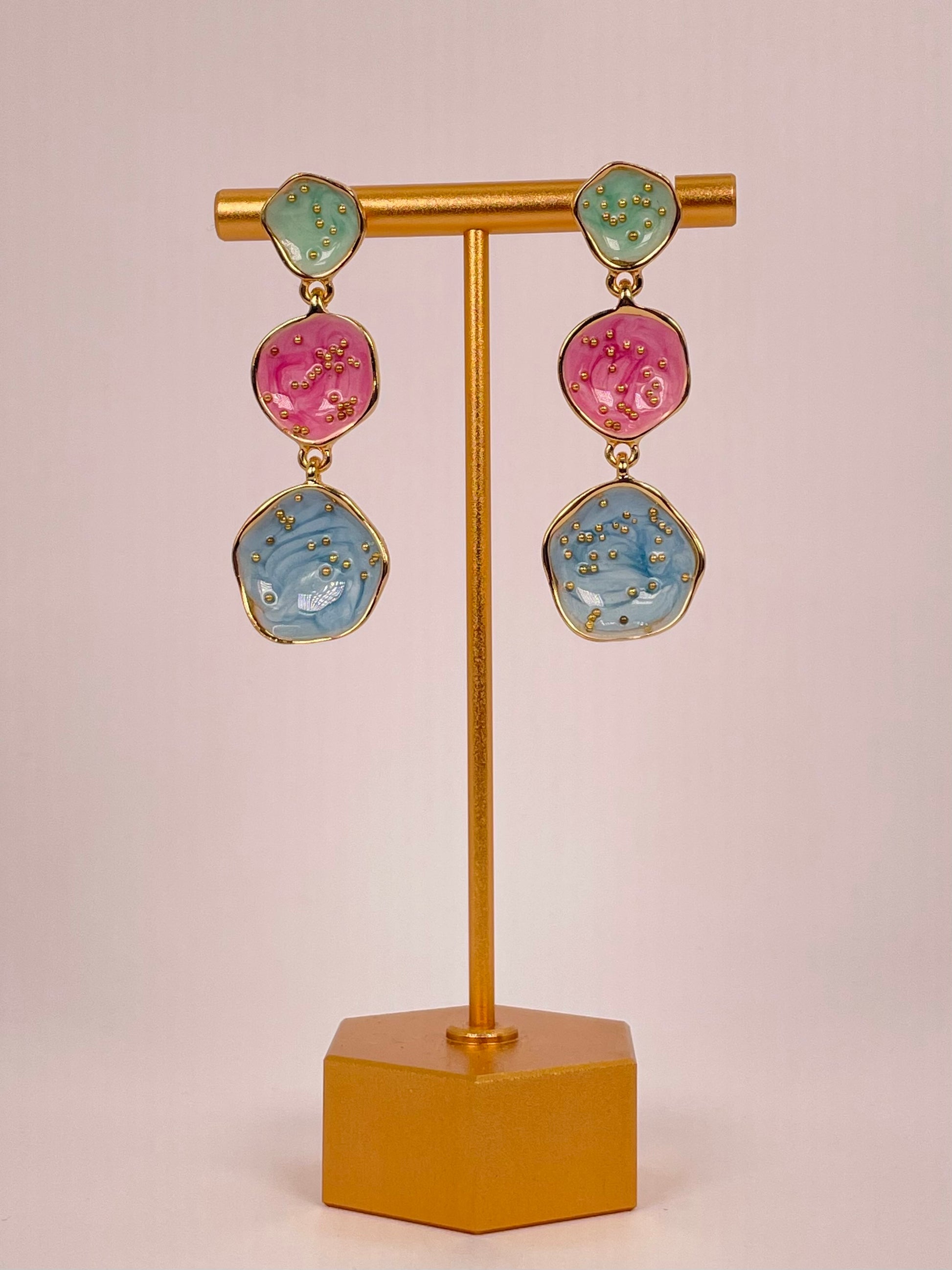 Vanya Cosmic - Cosmic Painted Green-Pink-Blue Earring