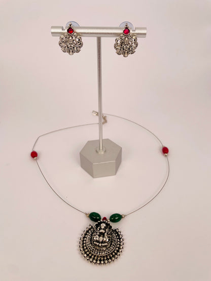 devi-aura-oxidized-goddess-invisible-chain-necklace-set