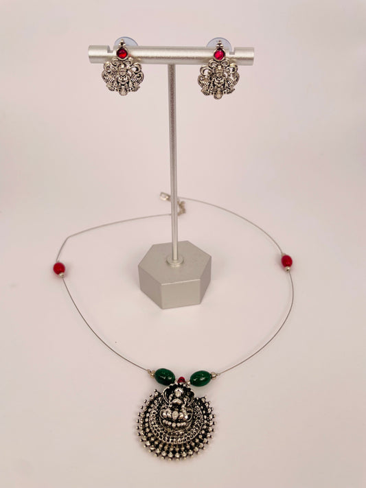 devi-aura-oxidized-goddess-invisible-chain-necklace-set