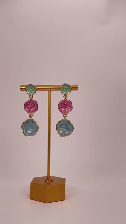 Vanya Cosmic - Cosmic Painted Green-Pink-Blue Earring