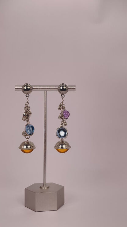 Riva Mist - Lilac-Blue-Orange Ball Silver Earring