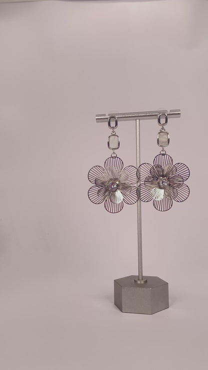 Ina Pearl - Silver Flower Big Pearl Earring