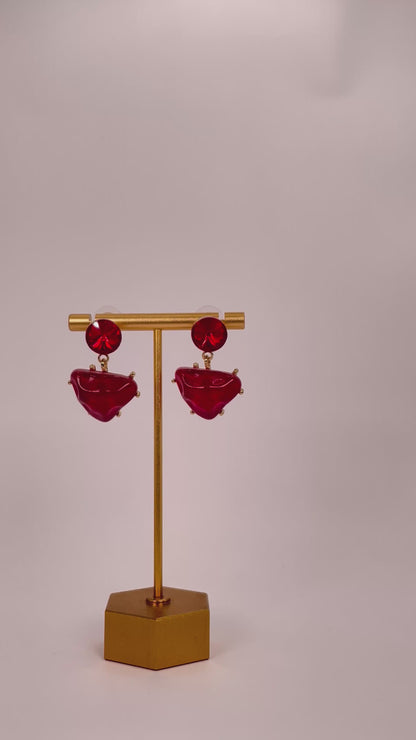 Kaira Ruby - Ruby Stone Triangle Earring