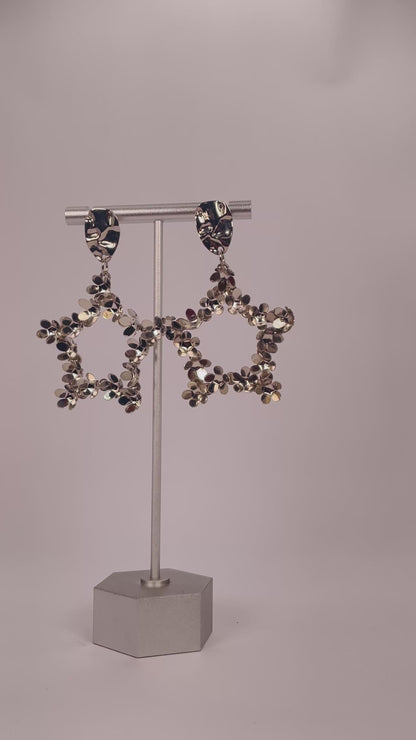 Lyra Bloom - Silver Floral Star Earring