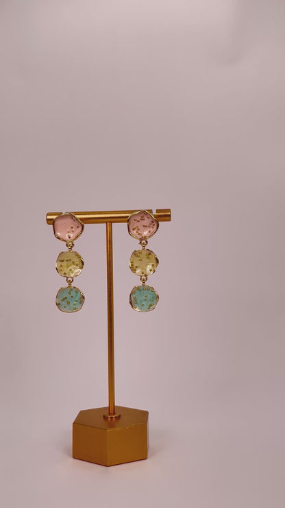 Vanya Aura - Cosmic Painted Peach-Yellow-Green Earring